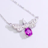 Bee Design Purple Sapphire 18K White Gold Necklace with Diamonds