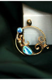 Australia Blue Opal & Diamond Pendant in 18K Yellow Gold
