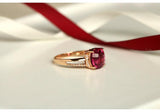 2.93ct Rubellite Oval Cut Ring with Diamond in 18K Yellow Gold