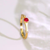 Red Spinel & Diamond Ring Band - 18K Yellow Gold