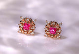 Man Sin Spinel 18K Rose Gold Studs Earrings with Diamonds