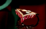 Marquise-Cut Ruby Chevron Ring in 18K Yellow Gold