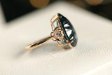15.69ct Topaz Teardrop Diamond Engagement Ring - 18K Yellow Gold