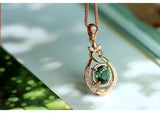 1.83ct Green Tourmaline & Diamond Free Form Pendant - 18K Yellow Gold