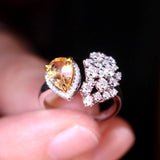 1.58ct Yellow Sapphire Diamonds Cluster 18K Gold Ring