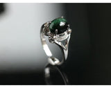 2.53ct Green Cat's Eye Stone Cabochon Ring in Platinum 950