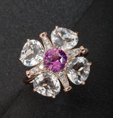 1.55ct Purple Sapphire 18K Rose Gold Ring with Diamonds