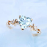 1.1ct Heart-Shaped Aquamarine Ring with Diamonds in 18K Yellow Gold