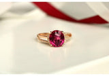 2.93ct Rubellite Oval Cut Ring with Diamond in 18K Yellow Gold