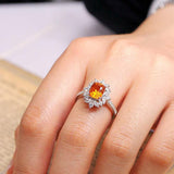 3.3ct Fanta Garnet Diamond Ring - 18K White Gold