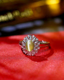 1.3ct Chrysoberyl Cat's Eye Gemstone Diamond Ring in 18K White Gold