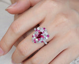 1ct Pigeon Blood Ruby Diamonds Ring in 18K White Gold