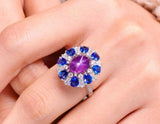 2.99ct Purple Star Sapphire 18K White Gold Ring