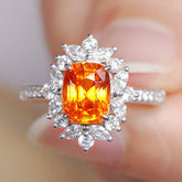 3.3ct Fanta Garnet Diamond Ring - 18K White Gold