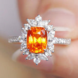 3.3ct Fanta Garnet Diamond Ring - 18K White Gold