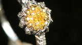 Star Fancy Yellow Diamonds Cushion Ring in 18K White Gold