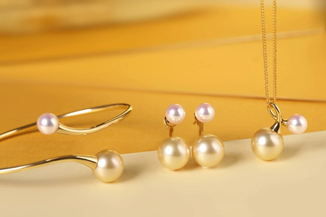 Twig Design South Sea Golden Pearl Necklace in 18K Gold