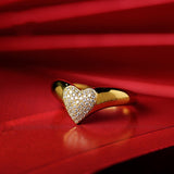 Heart Signet Diamond Ring - 18K Yellow Gold