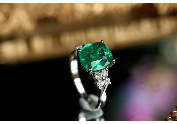 3.13ct Emerald & Diamond Statement Ring in 18K White Gold