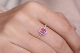 Diamond Halo Set Pink Spinel 18K Gold Ring