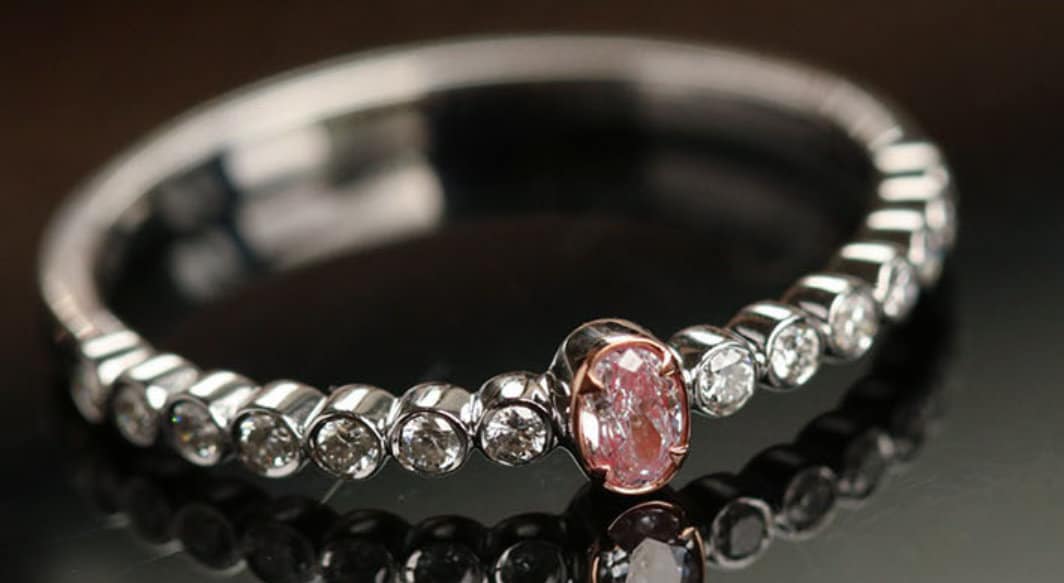 Pink Diamond  White Diamond 18K White Gold Ring - Two Tone Heart Jewelry
