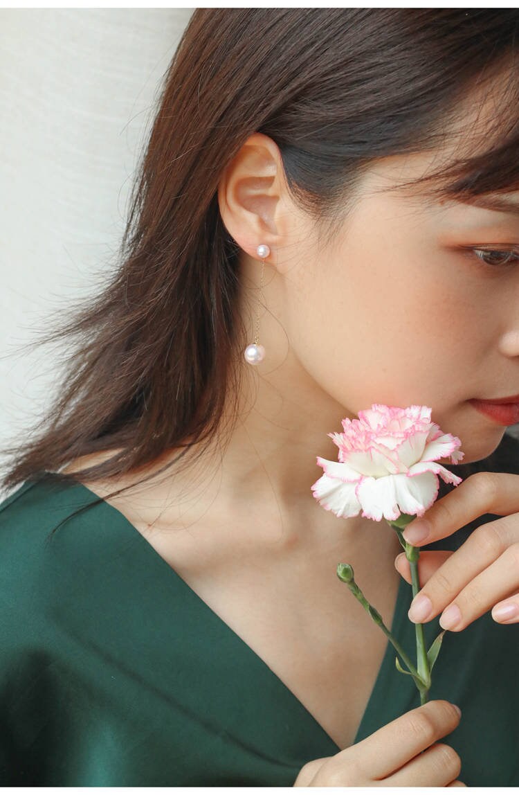 10mm Japan Akoya Pearl Drop Earrings - 18K Yellow Gold