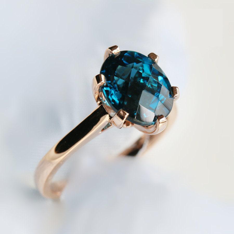 8x10mm London Blue Topaz Ring in 18K Yellow Gold