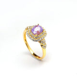 1.17ct Purple Violet Spinel Cushion Ring with Diamond in 18K Gold