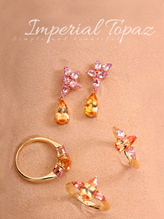 Imperial Topaz Earrings - 18K Yellow Gold Cocktail Gemstone Earrings