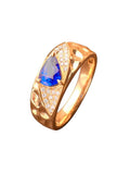 Cornflower Blue Sapphire 18K Gold Hammered Ring