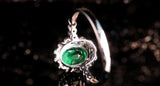 1ct Ovel Cut Emerald & Diamond Ring - 18K White Gold