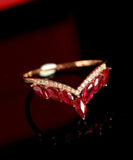 Marquise-Cut Ruby Chevron Ring in 18K Yellow Gold