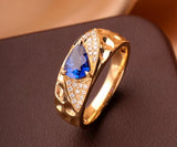 Cornflower Blue Sapphire 18K Gold Hammered Ring