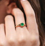 3 Style + Emerald Art Deco 18K Gold Byzantine Ring
