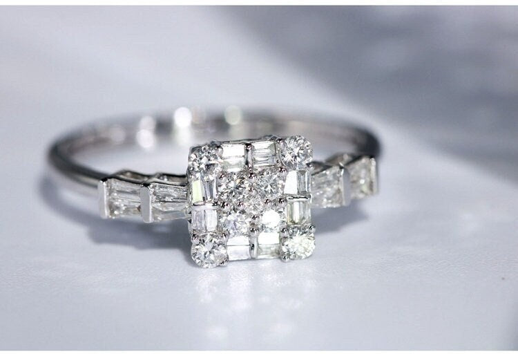 Invisible Set White Diamond Wedding Ring in 18K White Gold