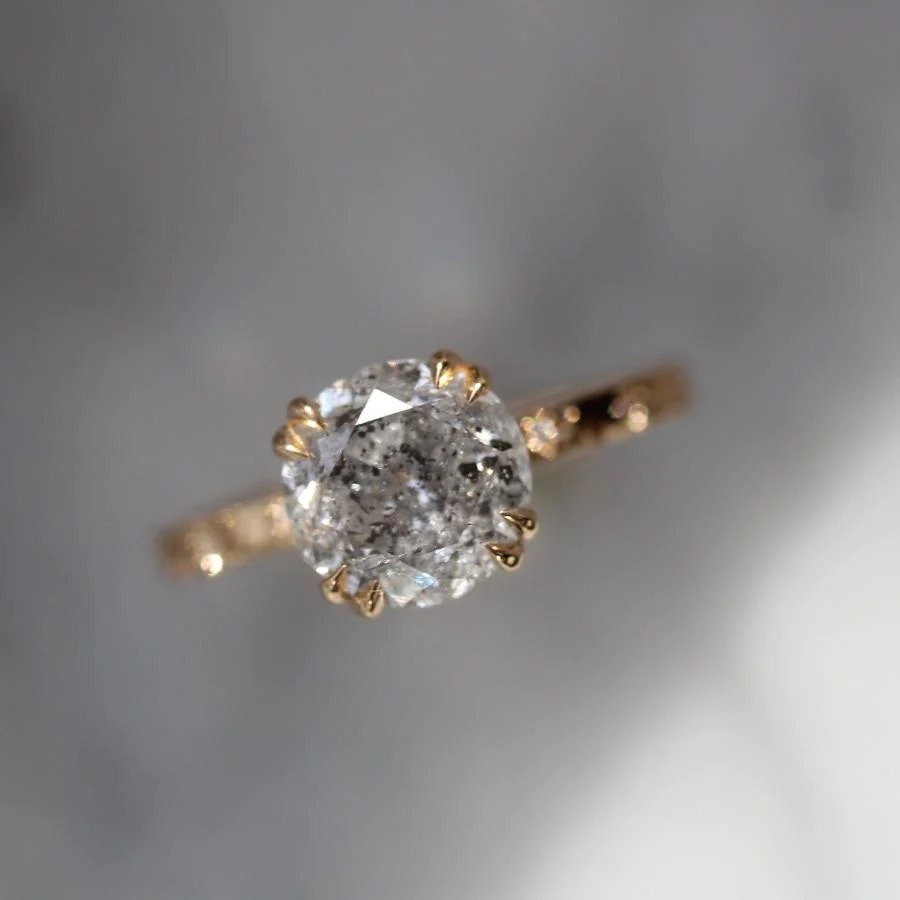 2.5ct Salt & Pepper Diamond Wedding Ring - 18K Gold