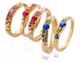 Cluster Ruby & Sapphire 18K Yellow Gold Ring