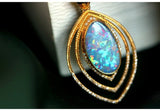 Mermaid Opal Pendant Necklace - 18K Yellow Gold with Diamond
