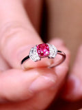 Pinkish Spinel Cushion Ring with Diamond Ring in 18K White Gold