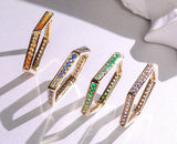 Pave Set Sapphire Rectangle Band - 18K Yellow Gold