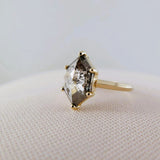 1.02ct Fancy Grey Diamond Salt and Pepper Diamond Hexagon 18K Stacking Ring
