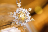 Snowflake Fancy Yellow Diamonds Necklace in 18K White Gold