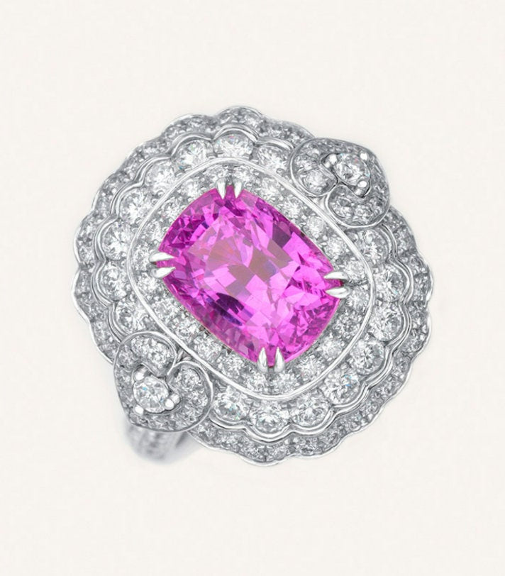 Art Deco Paraiba Tourmaline & Emerald Ring in Platinum 950