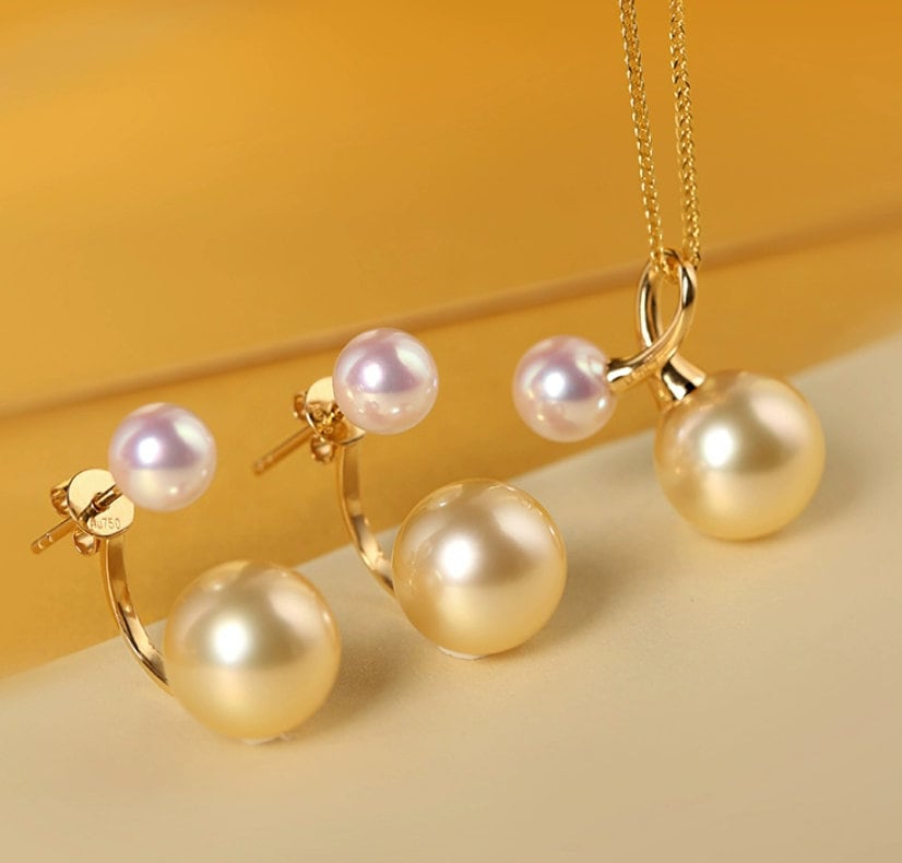 Twig Design South Sea Golden Pearl Necklace in 18K Gold