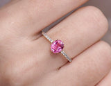 Platinum 950 Pink Spinel Ring with Channel Diamonds