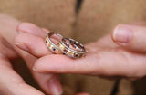 Ruby & Blue Sapphire Ring with Diamonds in 18K Yellow Gold
