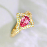 Trillion Cut Spinel 18K Gold Ring with Diamond