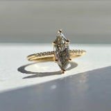 Galaxy Night 1.7CT Salt & Pepper Diamond Marquise Ring in 18K Yellow Gold