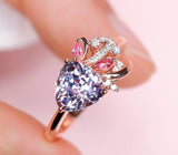 1.5ct Purple Spinel Trillion Ring wtih Diamonds in 18K Rose Gold
