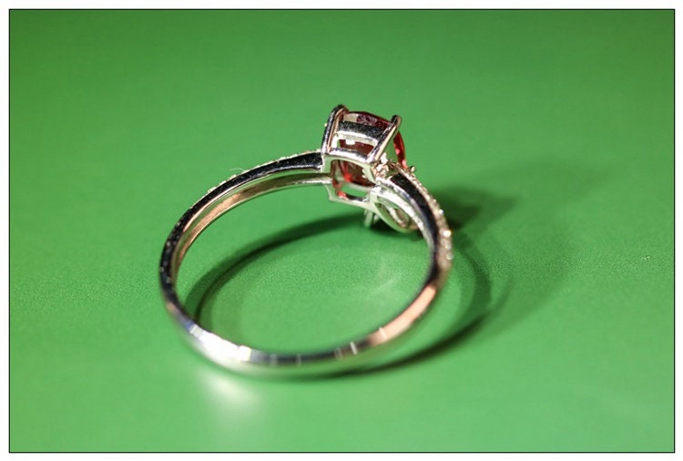 Mansin Red Spinel & Diamond Cluster Ring - 18K White Gold